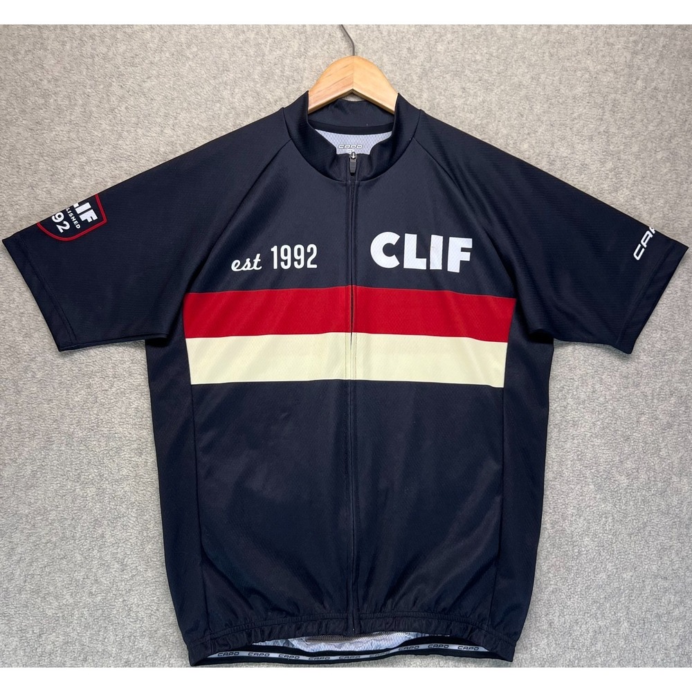 Capo Men's Cycling Jersey Full Zip Black Clif Established 1992 Short Sleeve 2XL